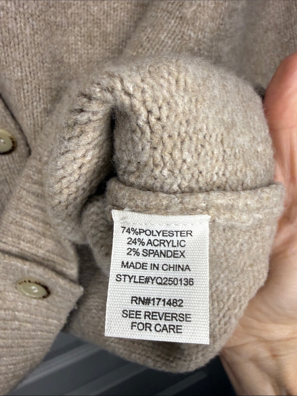 Jessica Simpson Short Sleeve Button Cardigan in Taupe Heather - Picture 5 of 6